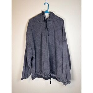 Boohoo‎ Acid Wash Hoodie Oversized Drawstring Hem Casual Gray Womens Size 16